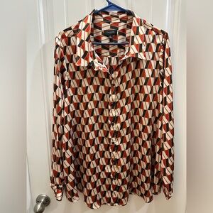 Tahari women Geometric Button-Down Shirt -Lagenlook 1x career